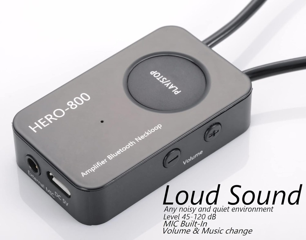 Wireless Neckloop Amplifier with CIC Earpiece 45-100dB T-Coil Hearing Support
