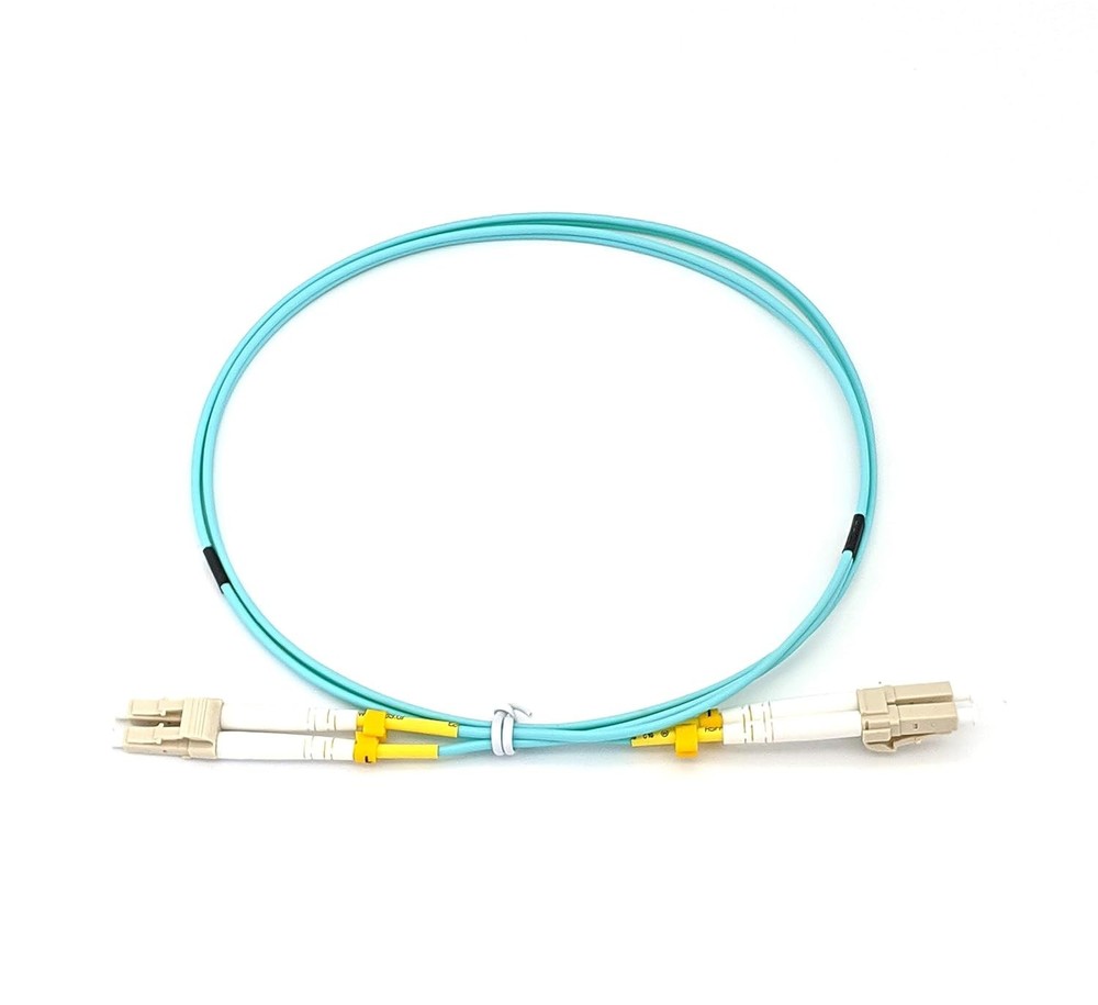 2M OM4 LC to LC Fiber Optic Patch Cable Multimode Duplex  Aqua 50/125