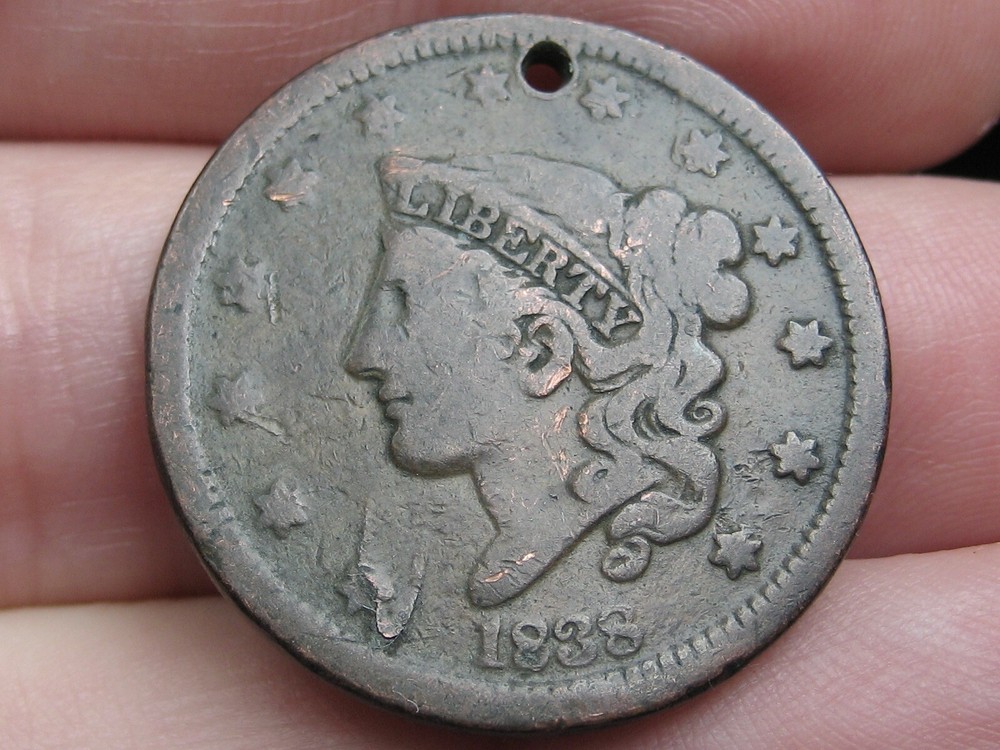 1838 Matron Head Large Cent Penny- Fine Details, Lamination Mint Error?