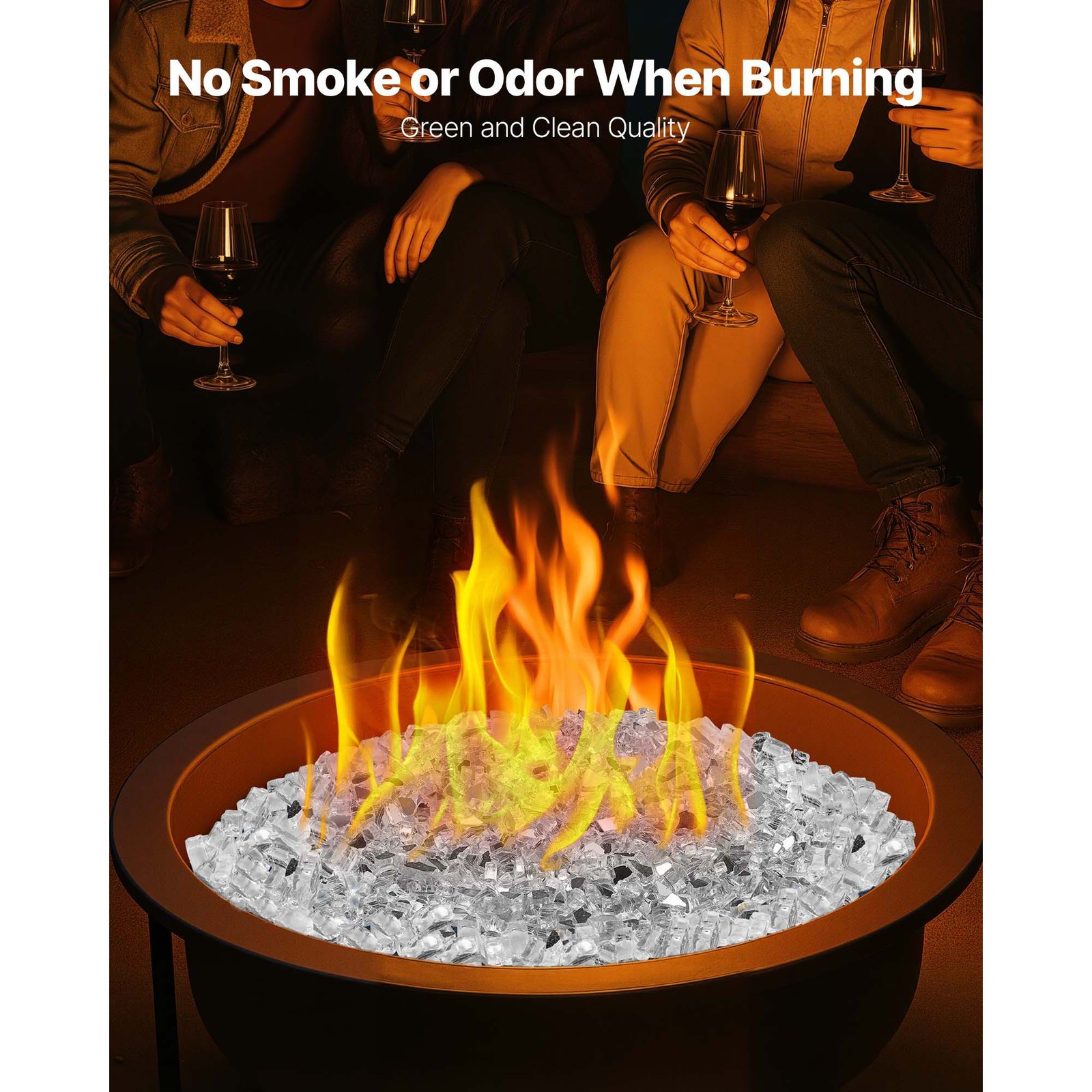 Uimoso 10 lbs Clear 1/2-Inch Fire Pit Glass for Fireplace and Table