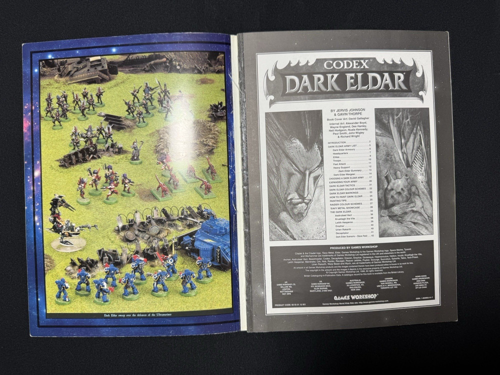 Warhammer 40K Codex: DARK ELDAR (Vtg PB, 1998) Games Workshop Rare OOP