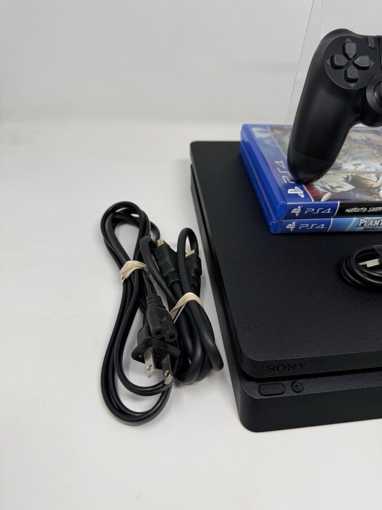 Sony PS4 Slim 1TB Console Bundle w/ Controller, HDMI, Cables + 2 Games Tested