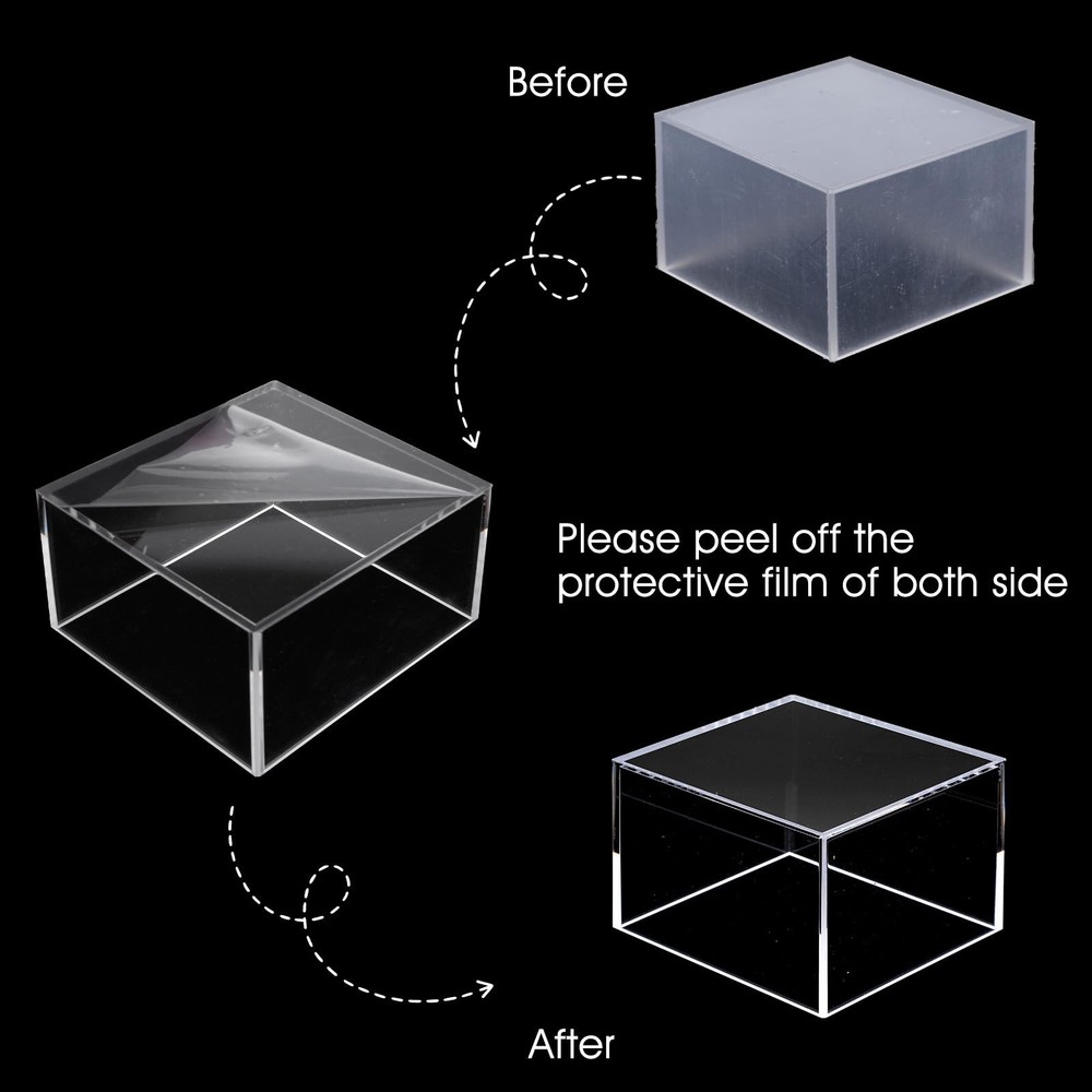 3 Pcs Acrylic Buffet Risers, Clear Cube Display Stands Box Riser with Hollow ...