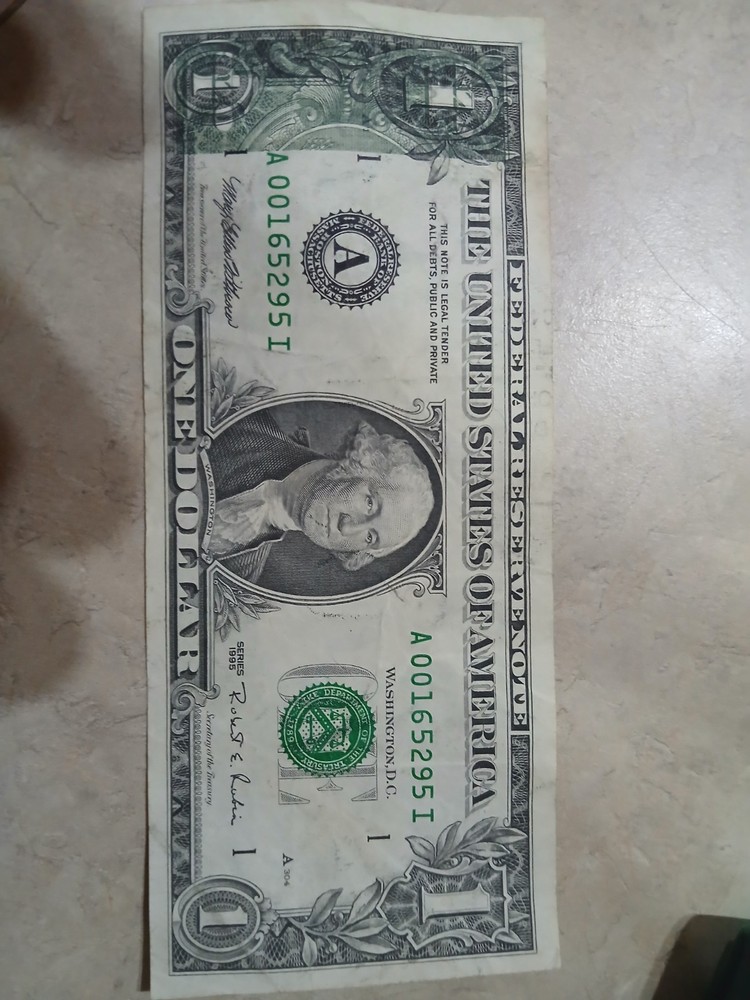 1995 Federal Reserve Error Note,Misalignment On Reverse And Overprint On Obverse