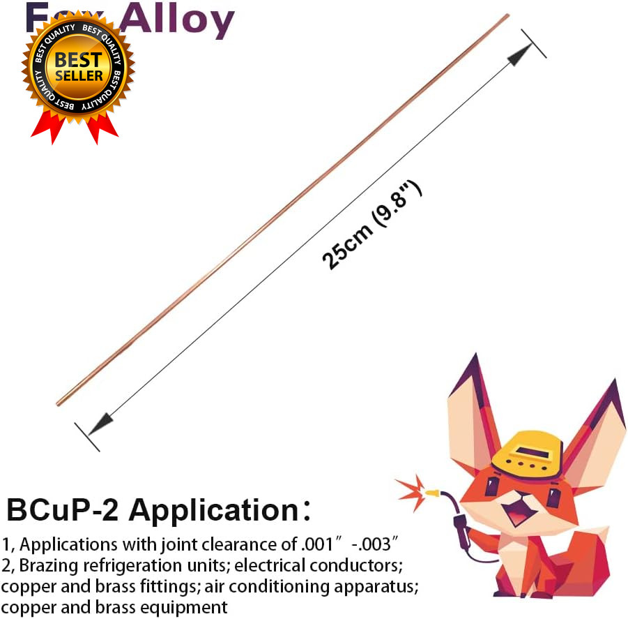 20Pcs Copper Brazing Rods Bcup-2 (5/64") 2Mm Phosphorus round Self Fluxing