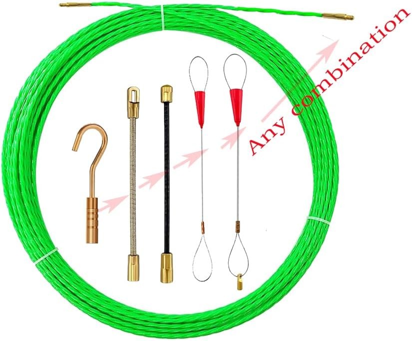 37FT Fish Tape Wire Puller Including 5Adapters- Durable Cable Retraction Aid for