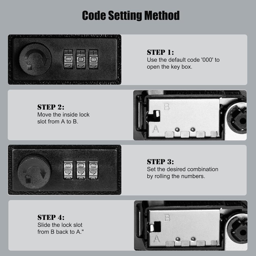 Key Box Wall Mount with Code, Key Cabinet Lock Box for 40 Keys, Metal Key Sto...