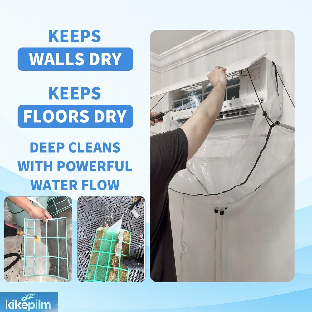 Mini Split Cleaning Bag Kit with Double Hose Drain, Double Bracket,Uniquely D...