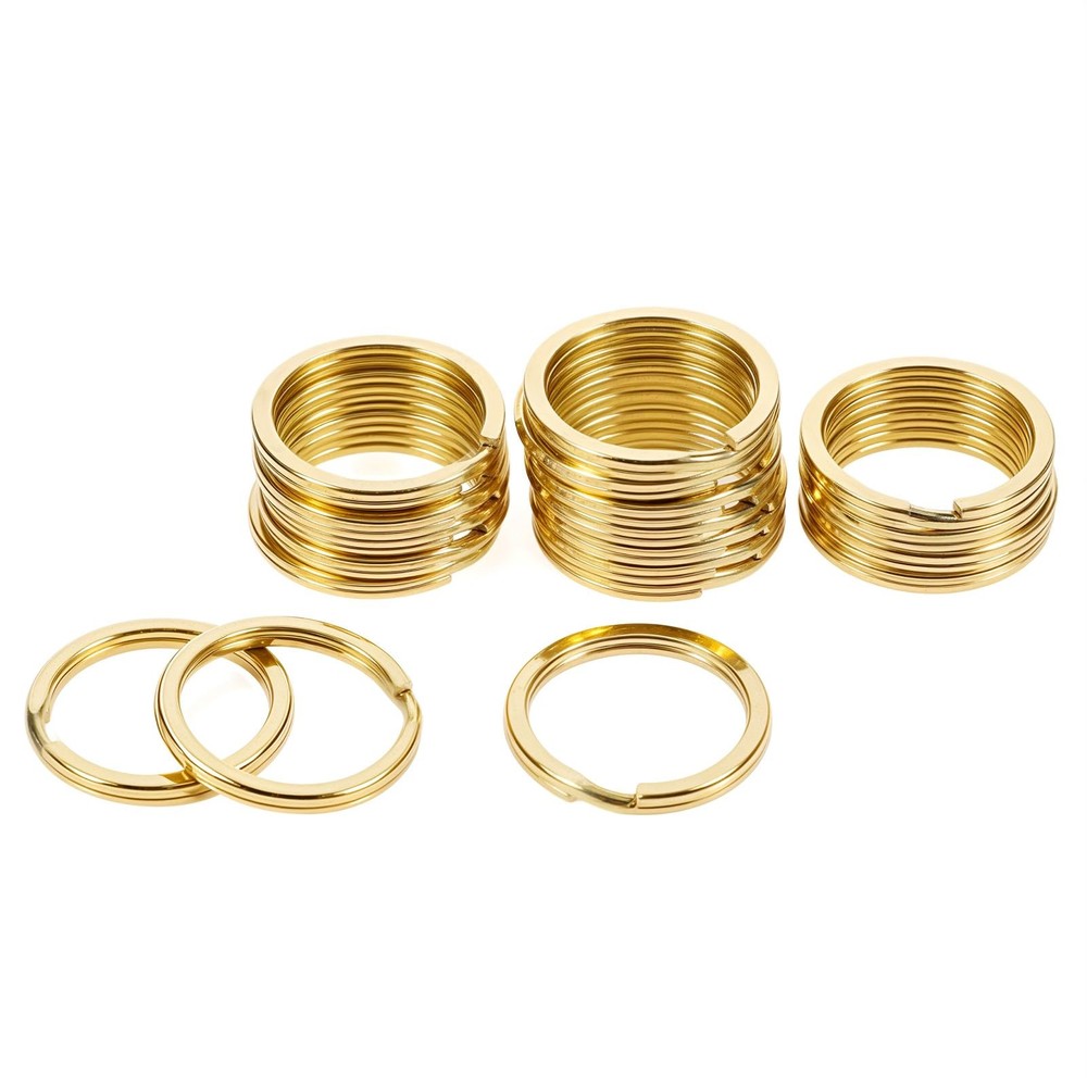 15/20/25/30/32/35mm Solid Brass Flat Keyring Split Key Rings Hoop Loop Keychain