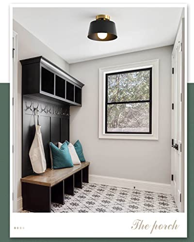 2 Pack Ceiling Light Fixture, Hallway Ceiling Light with Gold 2 Pack Black