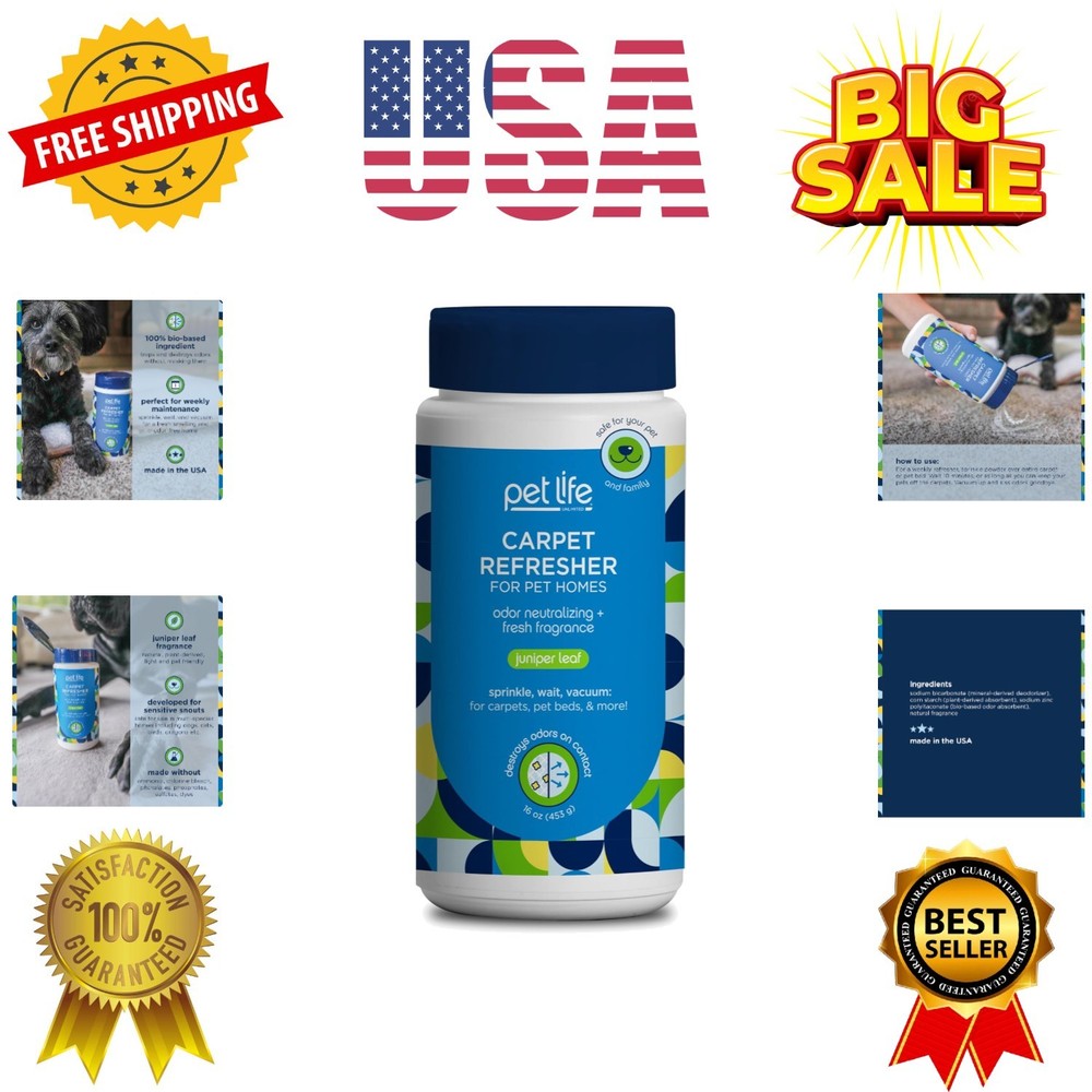 Carpet Refresher & Deodorizer Powder - Pet Safe, Plant Based Juniper Leaf Sce...
