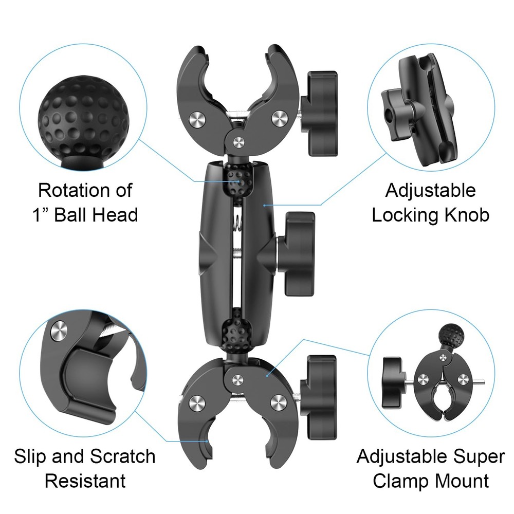 Double Clamp Camera Mount - Universal Bracket for Golf Carts, Umbrella Clamp,...