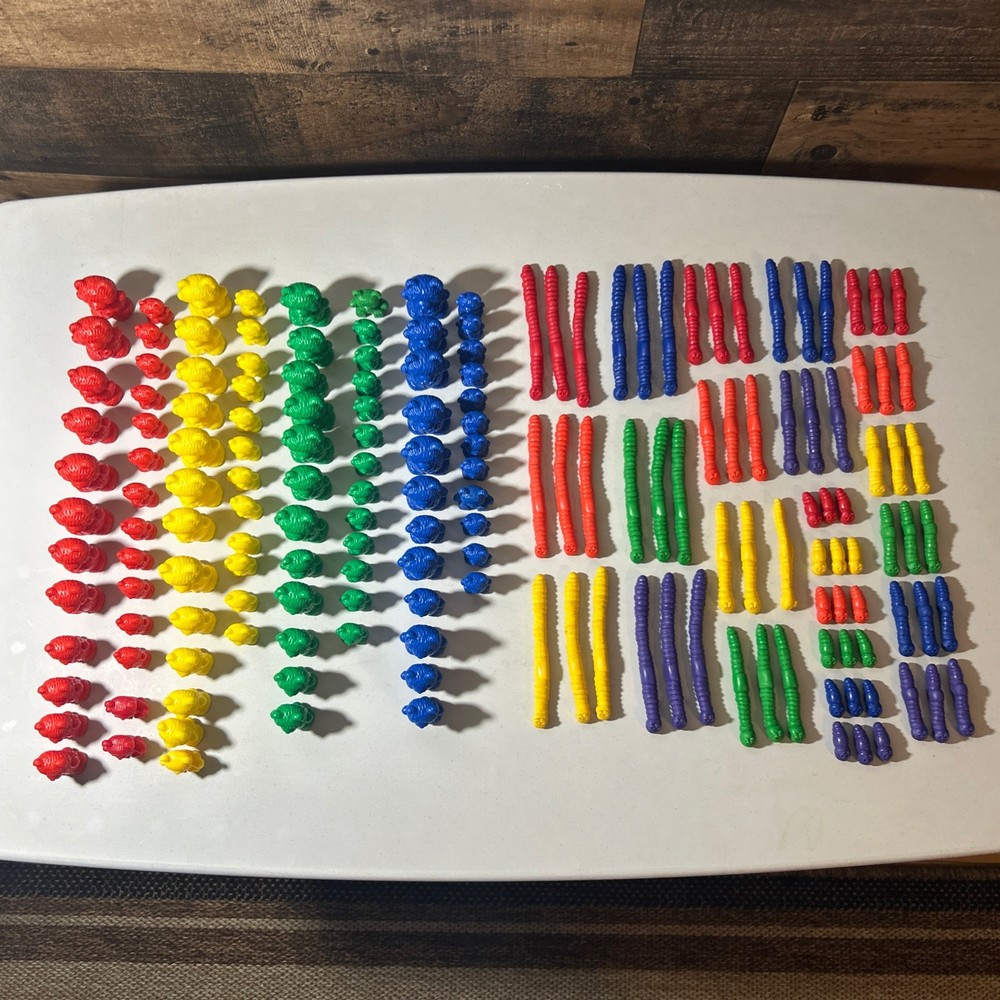 Excellerations Counting Bears Worms STEM Math Manipulatives 172 Pc+ Pattern Card