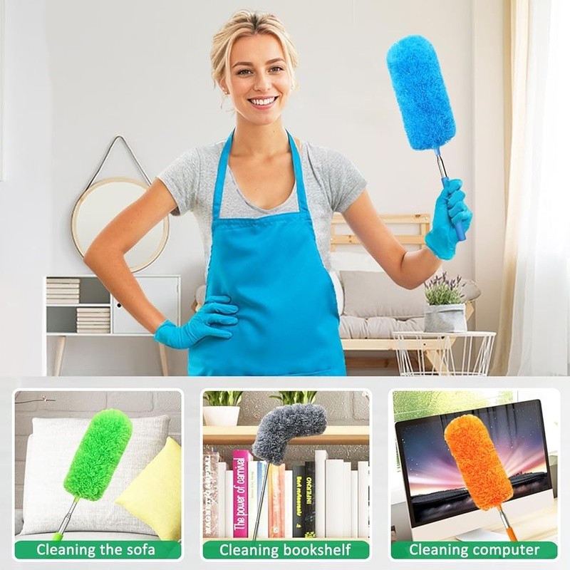 Extendable Microfiber Duster Washable Bendable Handheld Dust Cleaner 4 Pack New