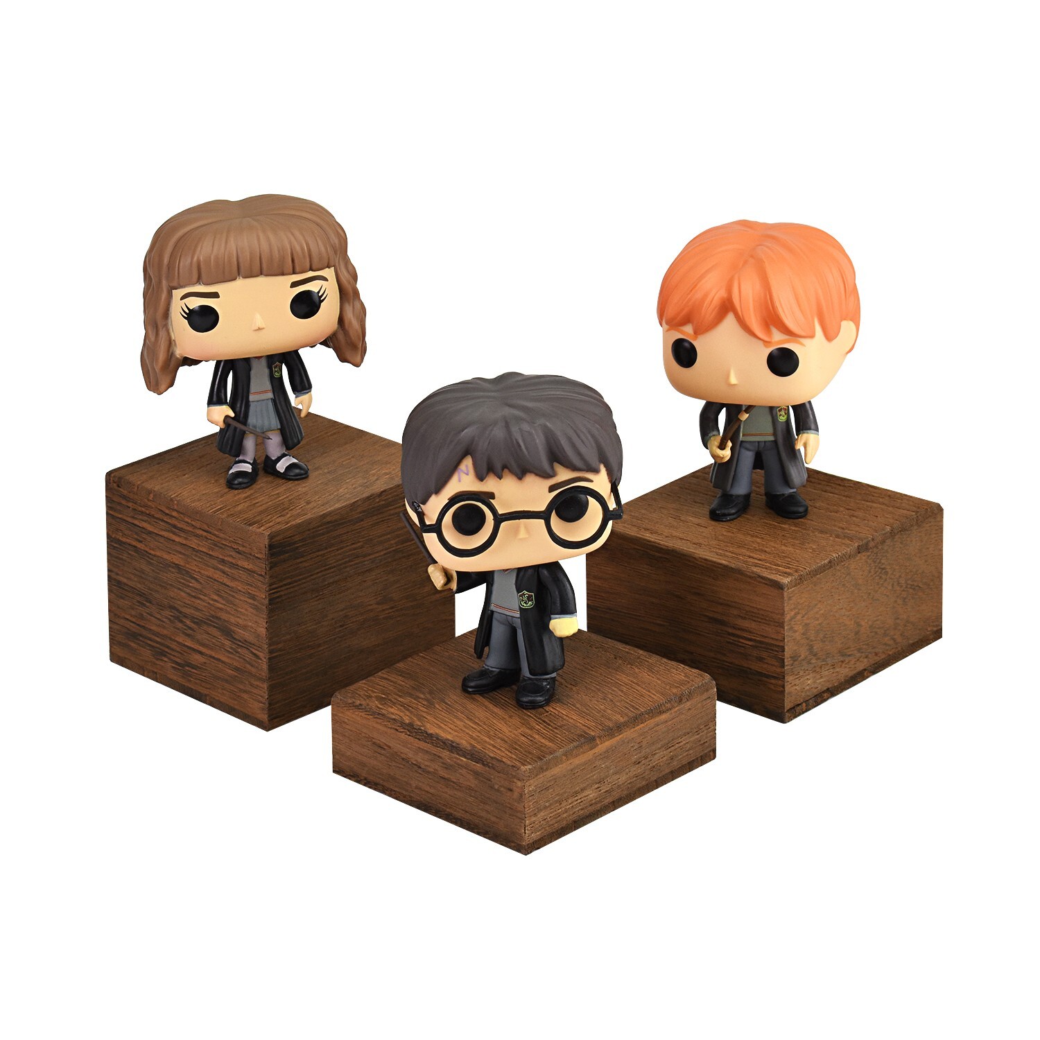 Wooden 3 Pcs Square Risers for Display, Brown Color