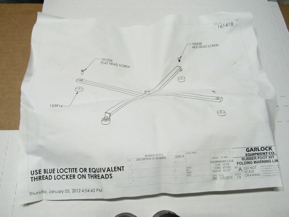 GARLOCK 407721 RUBBER FOOT SET FOR FOLDING VISUAL WARNING LINE SYSTEM