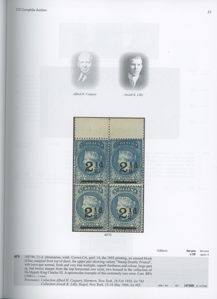 British Africa, St. Helena, Ascension, Specialized Auction Catalog Corinphila