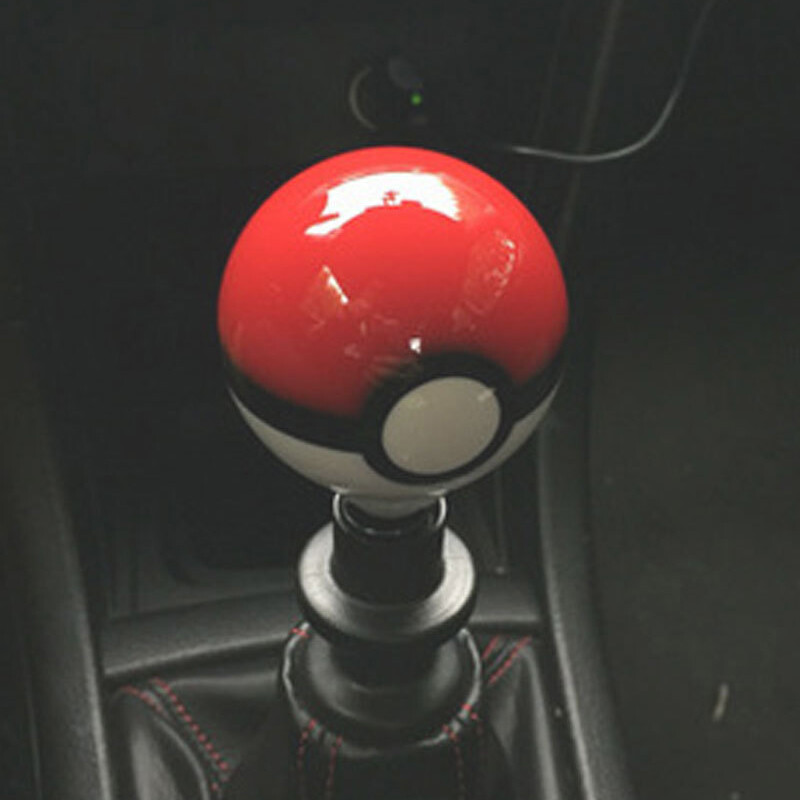 Universal Pokemon Shift Knob Round Poke Ball Gear Shifter Head with 3 Adapters