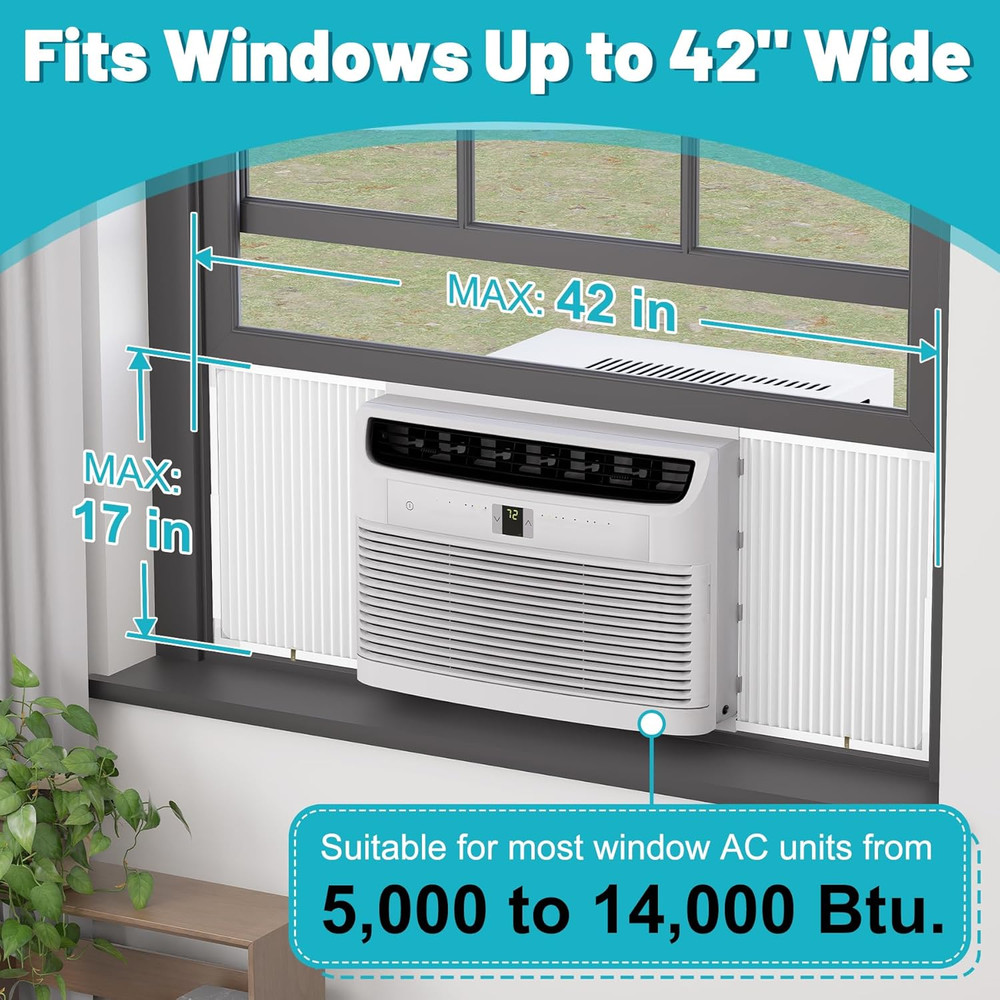 Window AC Side Panel with Frame, Adjustable Air Conditioner Side Panels