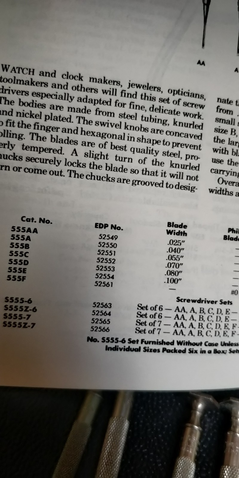 FULL SET Vintage The L.S. Starrett Co. S555-6 Jewelers6 Piece Screwdriver Set
