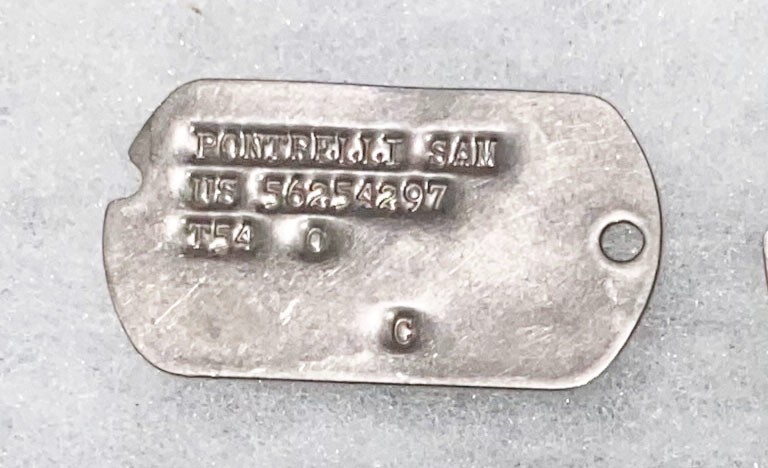 Post-WWII Sam Pontrell T-54Single Dog Tag