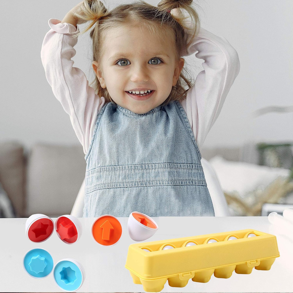 Fun Easter Egg Matching Toy Set (12 Eggs) - Toddler STEM Easter Basket Stuffers,