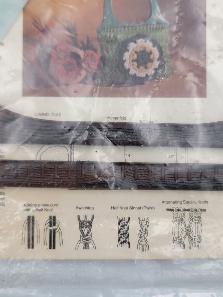 Vintage Purse N Able Macrame Purse Handle & Instructions Set With 35 Initials