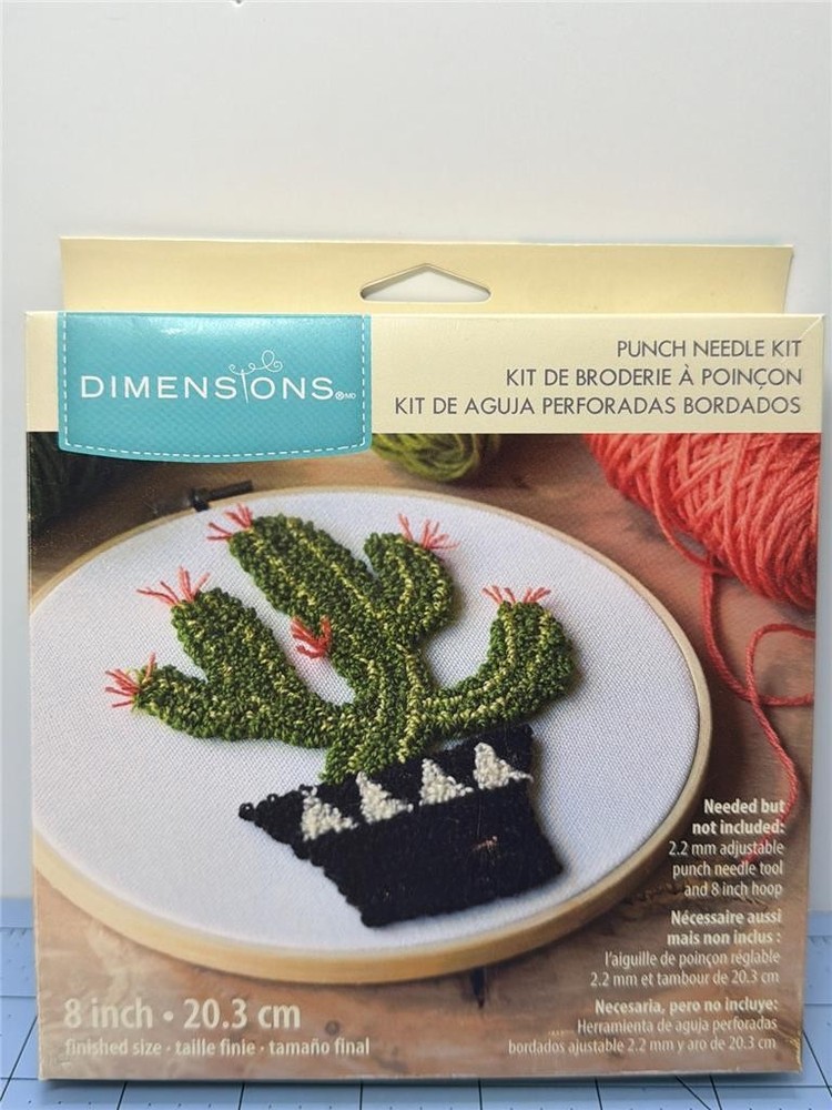 DIMENSIONS Punch Needle Embroidery Kit - CACTUS - 8" Round