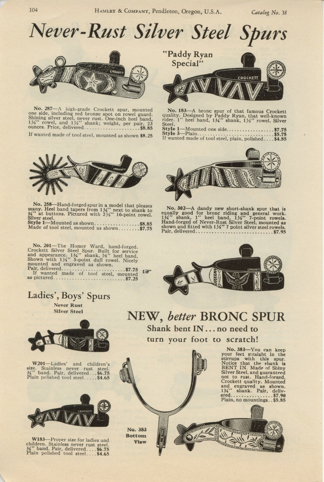 1938 Hamley's Catalog #38 on CD - Saddles, Spurs, Bits