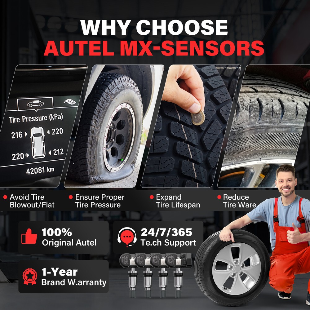 Autel MX-Sensor 2 in 1 Programmable TPMS Sensor for Universal Tire Pressure Tool