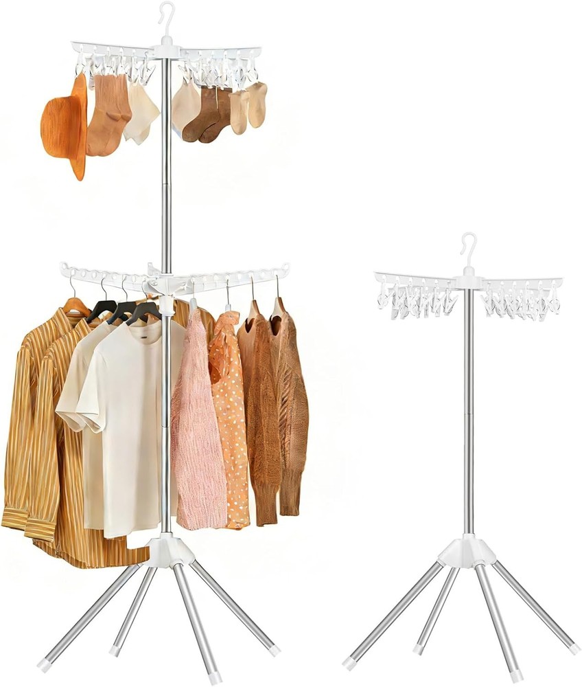 Foldable Clothes Drying Rack - 2 Tier Laundry Drying Rack, Portable Clothing Rac