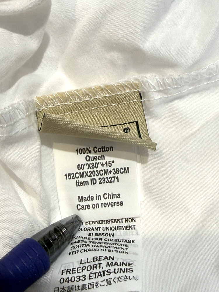 LL Bean Queen Fitted White Sheet Percale Excellent Condition!