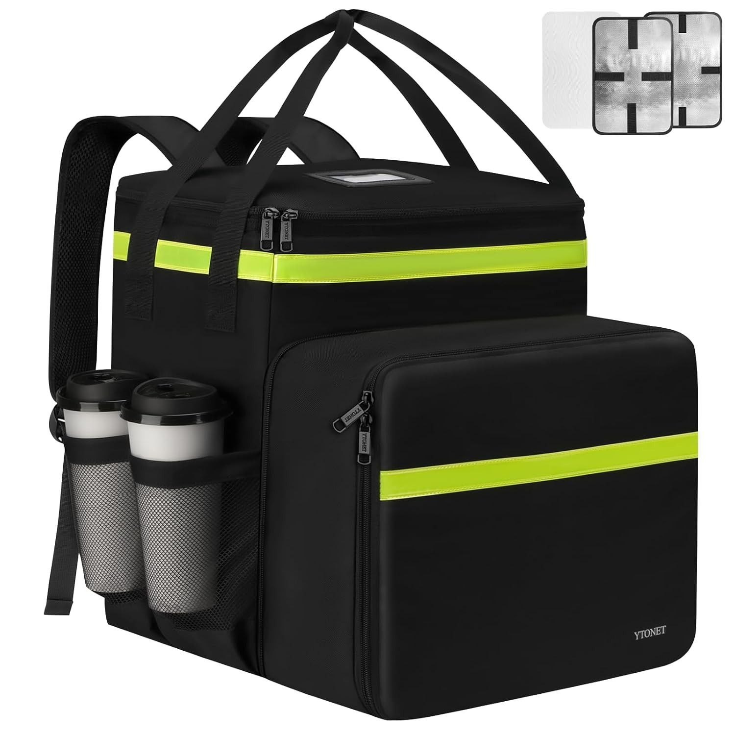 Ytonet Insulated Food Delivery Backpack w/7 Cup Holders Uber Eats Doordash - NEW