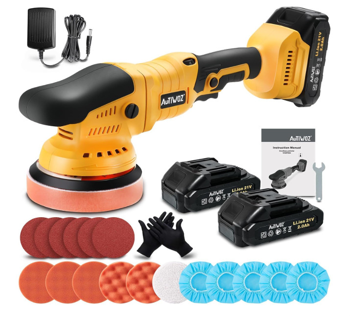 Cordless Car Buffer Polisher Plastic 5 Inch Buffer Auto Detailing Boat Sanding
