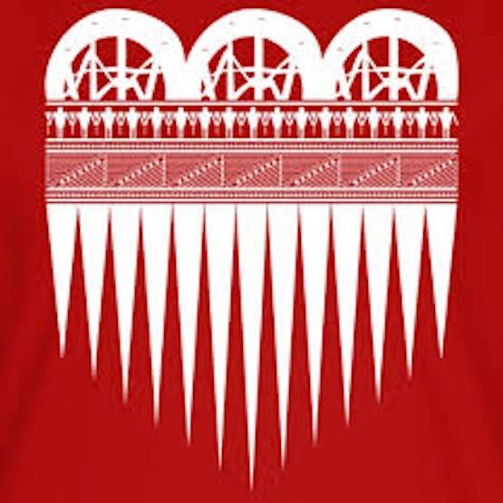 Vintage Iroquois basket w/Sky Dome at top, lrg hoop handles & curls C/1910-1940