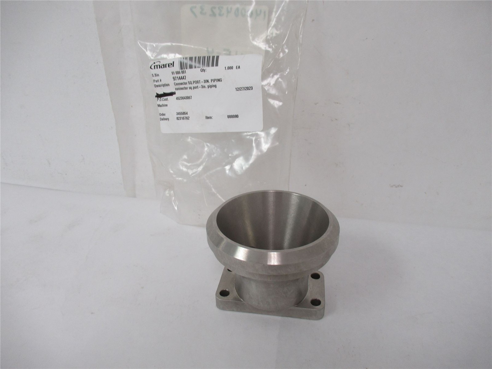 249192 New-No Box; Marel 9714447 Piping Connector 3"