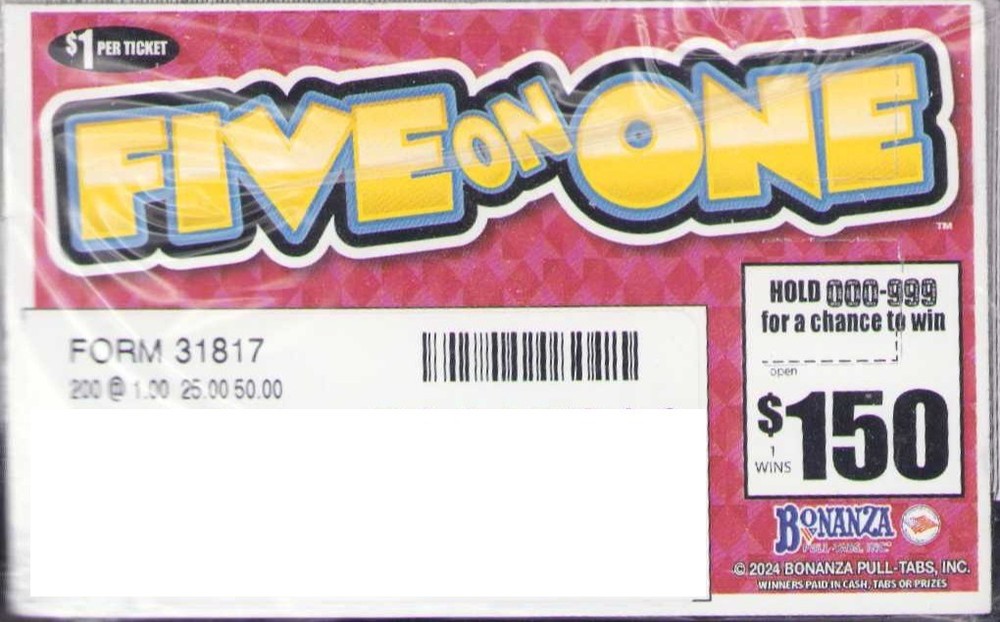 Pull Tab Ticket - Hard Card - Game- 6 Pack - Five on One - 200 ct ea