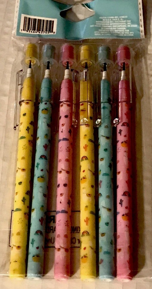 Llama Set Vinyl Pencil Pouch and Envelope, 6 Stackable Push Pencils & 4 Erasers