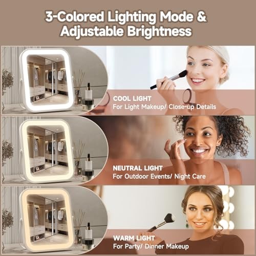 LED Vanity Mirror with Gift Box, 10"x8" Lighted Hollywood Makeup Mirror,