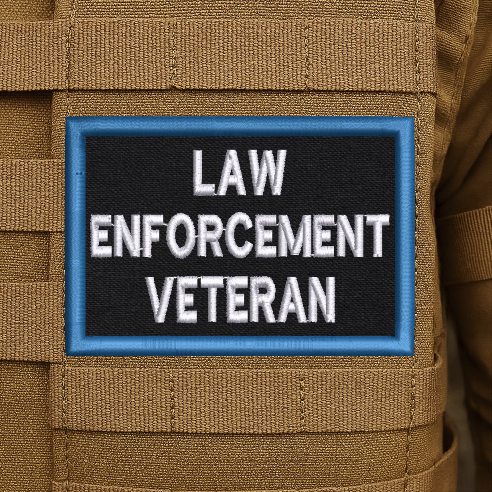 Law Enforcement Veteran Embroidered Morale Patch - 2" X 3", Hook & Loop Back