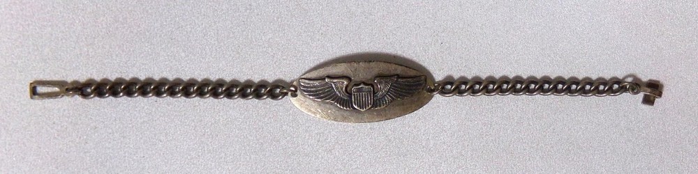 WWII U.S. Air Corp Pilot Navigator Sweetheart Bracelet Sterling