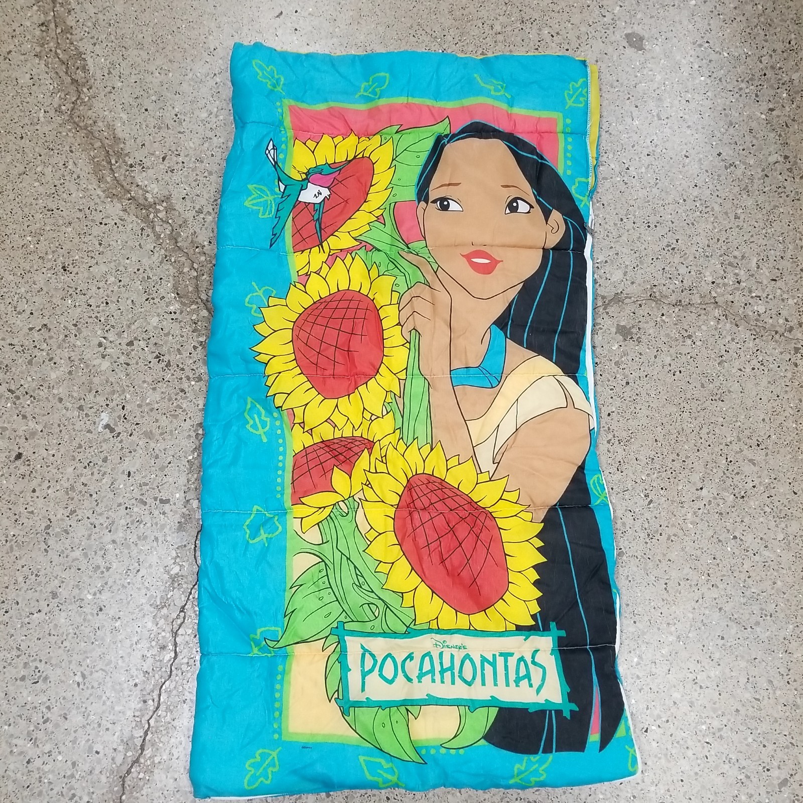 VTG 90s Disney Pocahontas Twin / Youth Size Camping Slumber Party Sleeping Bag