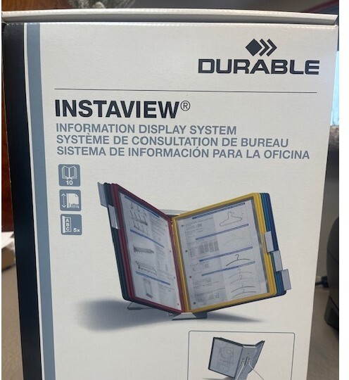 Durable Instaview Information Display System, sets on desk, expandable