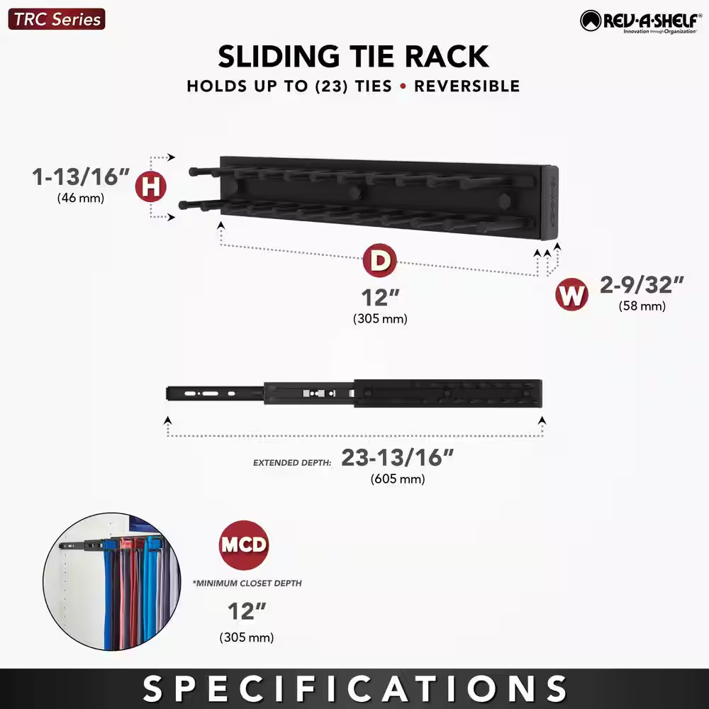 Sliding Tie Rack for Custom Closet Systems