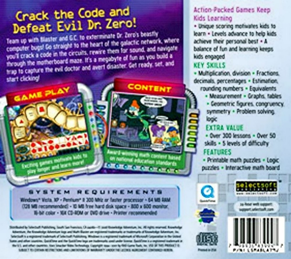 Math Blaster Ages 7-9 Edutainment for Adventurous Minds! PC Software Sealed New