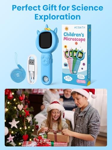 Acoath Microscope for Kids, Auto-Focus Handheld Digital Microscopes with Blue