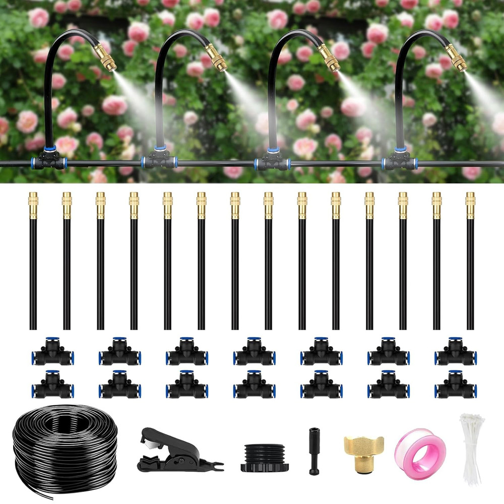 40FT Drip Irrigation System for Garden – Automatic Watering Kit with Solid Brass