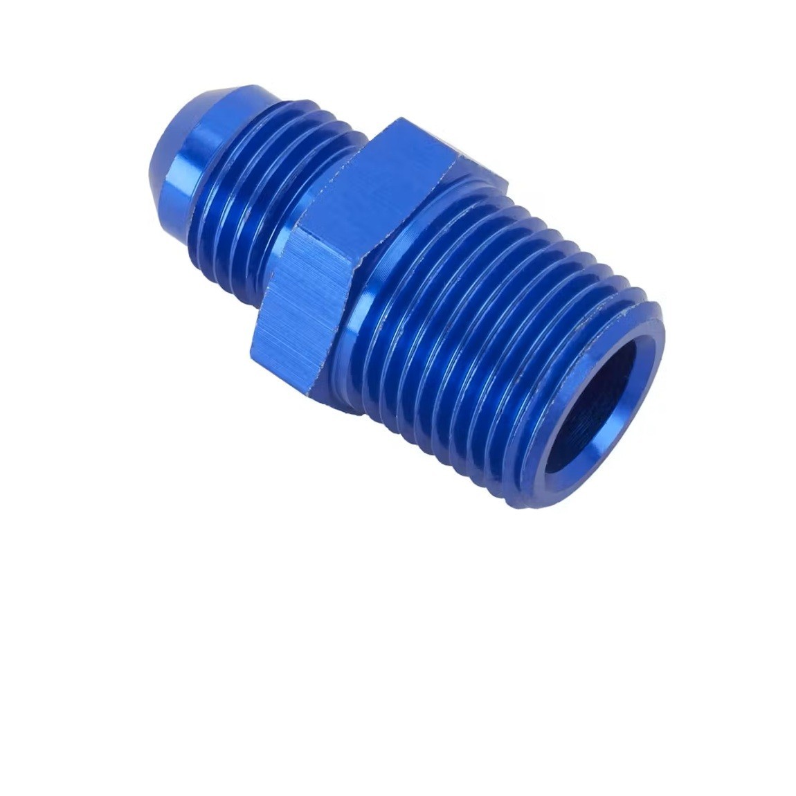 Blue Straight AN6 Flare Adapter to 1/4 Inch Aluminum Pipe  - IMCA NHRA Brand New