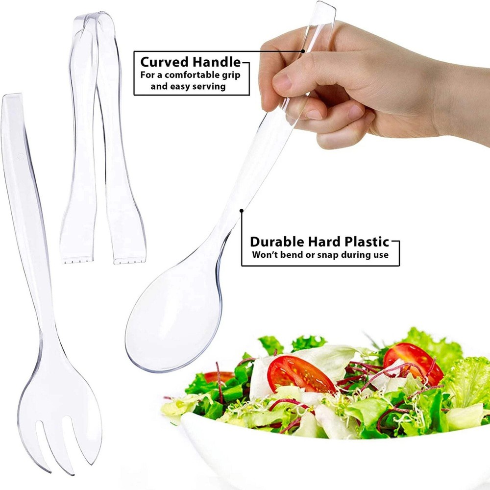 Disposable Clear Plastic 10" Serving Utensils- 2 Pack
