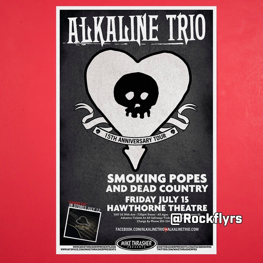 ALKALINE TRIO 2011 Concert Promo 11x17 Street Poster. Portland Oregon.